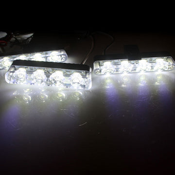 Car Grill White Flashers, Strobe light - 4 PCs